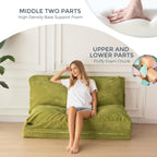 MAXYOYO Folding Sofa Bed, Extra Thick and Long Floor Sofa Convertible Sleeper Chair with Washable Cover, Floor Couch Lounge Bean Bag Bed for Living Room, Green, 30x95 Inch