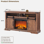 OKD Farmhouse Fireplace TV Stand for 70 Inch TV, 34" Tall Highboy Entertainment Center with 23" Electric Fireplace, Rustic Media Console w/Sliding Arched Door for Living Room,Reclaimed Barnwood