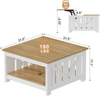 FABATO Lift Top Coffee Table, 31.5" Farmhouse Coffee Tables with Storage, Small Square Cocktail Tables, Wood Central Table for Living Room, Meeting Room, White