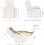 CHITA Genuine Leather Power Swivel Glider Rocker Recliner, FSC Certified Mid Century Modern Recliner Chair for Adults, Adjustable Power Headrest, for Nursery and Living Room, Creamy Grey