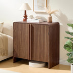 AMERLIFE Fluted Buffet Cabinet with Storage, Modern Sideboard Cabinet with 2 Doors & Adjustable Shelf, Console Table & Credenza for Living Room, Dining Room & Entryway, Brown