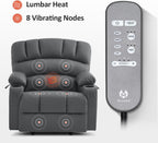 MCombo Power Lift Recliner Chair for Elderly, Lift Chair with Heat and Massage, Extra Wide Lift Recliner for Big People, Faux Leather R7096 (Medium-Wide, Grey)