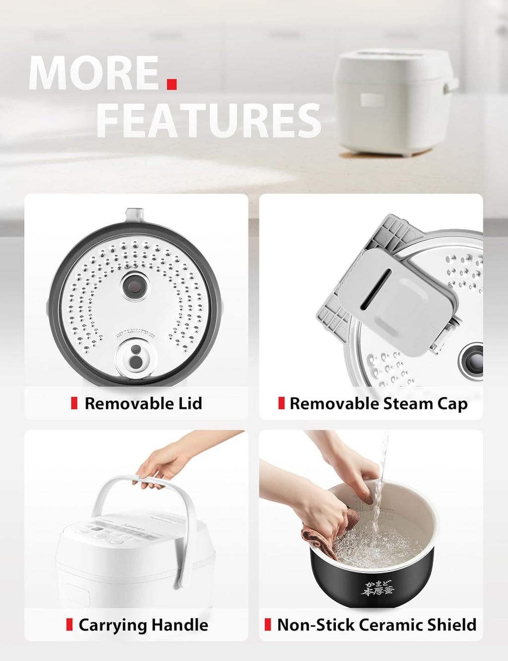 TOSHIBA OriginTaste Rice Cooker 5.5-Cup Uncooked, Fuzzy Logic, 15-in-1 Functions, Digital Display, Delay Timer, Keep Warm, Nonstick Inner Pot, White