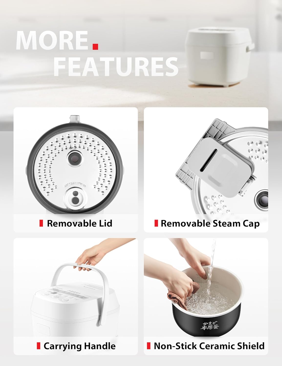 TOSHIBA OriginTaste Rice Cooker 5.5-Cup Uncooked, Fuzzy Logic, 15-in-1 Functions, Digital Display, Delay Timer, Keep Warm, Nonstick Inner Pot, White