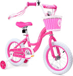 bicystar Girls Bike for Toddlers Ages 2-5 Years, 12 14 16 Inch Princess Kids Bike with Training Wheels, Sparkling Frame, Basket, Streamers, Pink Pedal Bicycle, Birthday Gift