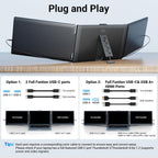 Ygretyrjh Laptop Screen Extender  14" Triple Portable Monitor for Laptop  1080P FHD IPS Screen Extender Monitors for 13"-17"  Travel Monitor for Mac/Windows/Chrome  Built-in Speakers