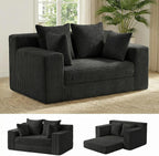 Boneless Couch Loveseat Sleeper, Convertible Sofa Bed Folding Couch Bed Foldable, 2 in 1 Boneless Chair Bed & Futon Sofa Bed, Small Pull Out Sofa with 4 Pillows for Living Room, Black | No Assembly, Convertible, 2 in 1, Pull Out Handle, 4 Pillows