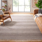SAFAVIEH Montauk Collection Area Rug - 9' x 12', Ivory & Steel Grey, Handmade Flat Weave Boho Farmhouse Cotton Tassel Fringe, Ideal for High Traffic Areas in Living Room, Bedroom (MTK330M)