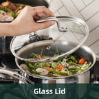 DELUXE Hybrid Ceramic Nonstick 6 PCS Pot Set, 1.3, 3&5.4-Quart Pot with Tempered Glass Lid, Stainless Steel Cookware Pots with Stay-Cool Handle, Dishwasher Safe, Compatible with All Cooktops