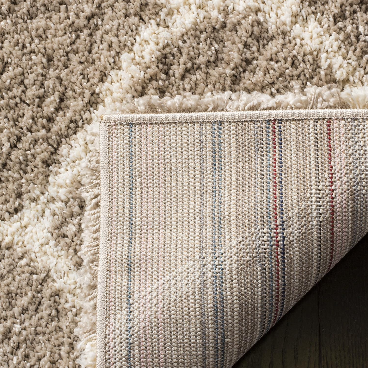 SAFAVIEH Hudson Shag Collection Area Rug - 9' x 12', Beige & Ivory, Moroccan Ogee Trellis Design, Non-Shedding & Easy Care, 2-inch Thick Ideal for High Traffic Areas in Living Room, Bedroom (SGH280S)