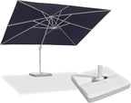 PURPLE LEAF 10' × 13' Patio Umbrella With Base White Cantilever Umbrella Square Outdoor Offset Umbrella Windproof with 360° Rotation for Garden Deck Pool, Navy Blue