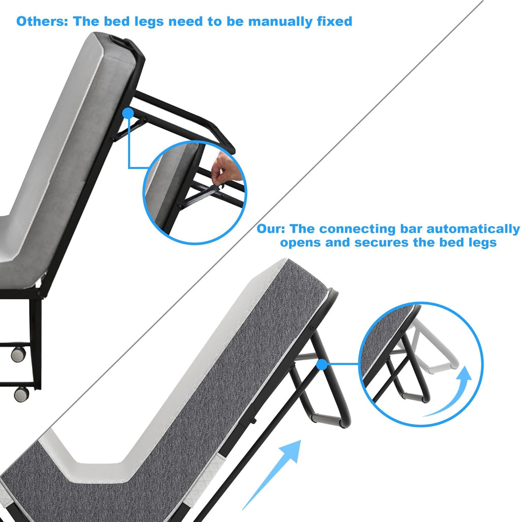 75''x46'' Folding Bed with Mattress for Adults, Large Size Roll Away Bed for Guest, Portable Folded Mattress