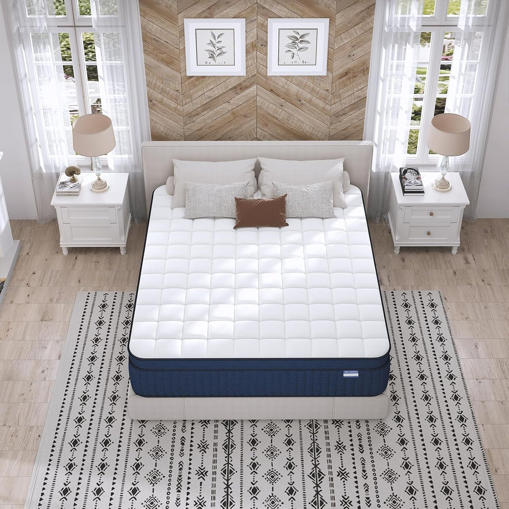 California King Mattress, 14 Inch Cal King Size Mattress in a Box, Medium Firm Pocket Spring and Gel Memory Foam for Superior Comfort, Pressure Relief, Strong Edge Support