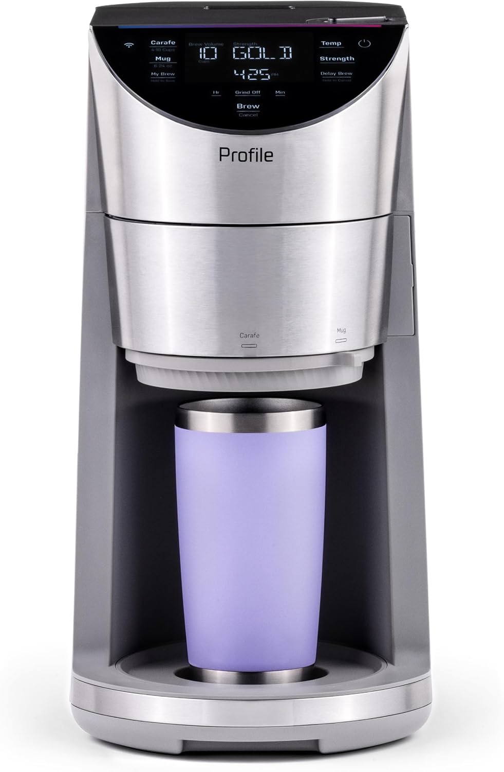 GE Profile Smart Grind & Brew Coffee Maker w/Podless Single Serve, 90oz Water Reservoir, 10 Cup Thermal Carafe, Voice Control, Adjustable Burr Grinder, SCA Certified, Barista-Quality, Stainless Steel