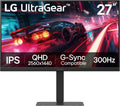 LG 27G640A-B 27-inch Ultragear QHD (2560 x 1440) IPS Gaming Monitor  300Hz  1ms  NVIDIA G-Sync  AMD FreeSync Premium  VESA DisplayHDR 400  HDMI 2.1  USB Type-C  Tilt/Height/Swivel/Pivot Stand  Black