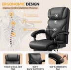 Office Chair, Executive Big and Tall Leather Desk Chairs with Footrest, Ergonomic Breathable Computer Chair with Adjustable High Back, Lumbar Support Swivel PC Chairs with Rocking Function