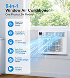 AKIRES Window Air Conditioner, 12,000BTU Air Conditioner Window Unit, Cools up to 550 Sq. Ft, Window AC with Cool, Fan, Dry, Sleep, Energy Saver, and Auto,6 Modes,24H Timer,Easy Install,Home,Office