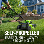 Greenworks 48V (24V x 2) 21" Cordless Battery Self-Propelled Mower & 320 CFM Blower Combo Kit w/ (2) 5.0Ah USB Batteries  (1) 2.0Ah Batter & Chargers