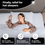 Silvery Restcool™ Silver Infused Bed Sheets Set - Award-Winning Self-Cooling Fabric for Hot Sleepers with Self-Cleaning Silvery Technology™ That Stays Fresh 3X Longer (Gray, King)