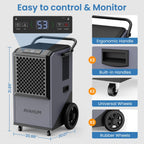 320 Pint Commercial Dehumidifier, Industrial Dehumidifier for 9,500 Sq.Ft Basement Warehouse Construction, Large Heavy Duty Commercial Grade Dehumidifiers with Drain Hose, Auto Defrost, Auto Restart