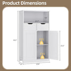 Walsunny Floor Storage Cabinet, Organizer with Doors and Drawers, Freestanding Side Cupboard Pantry with Adjustable Shelf for Bathroom/Living Room(White)