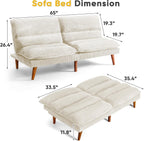 Flamaker Convertible Futon Sofa Bed Futon Couch with Adjustable Back Upholstered Sleeper Sofa Bed for Living Room Furniture (Corduroy, White)