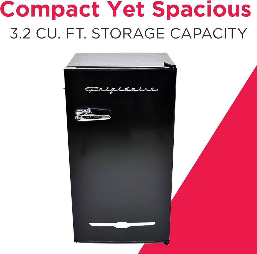 FRIGIDAIRE EFR376-BLACK 3.1 Cu Ft Black Retro Bar Fridge with Side Bottle Opener