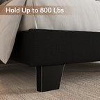 iPormis Upholstered Queen Size Bed Frame with Button Tufted Headboard, Linen Platform Bed with Thickened Support Legs, No Box Spring Needed/Noise-Free/Easy Assembly, Black