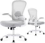 Ergonomic Office Chair, Computer Desk Chair with Adjustable Lumbar Support and Flip-up Armrests, Rocking Function, Comfy Mesh Office Desk Chair for Home Office, Grey