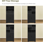 TEENFON Storage Cabinet with Doors & 2 Drawers, Kitchen Cabinet with Adjustable Shelf, Pantry Cabinets, Bathroom Cabinets, for Living Room, Entryway, Home Office, Black