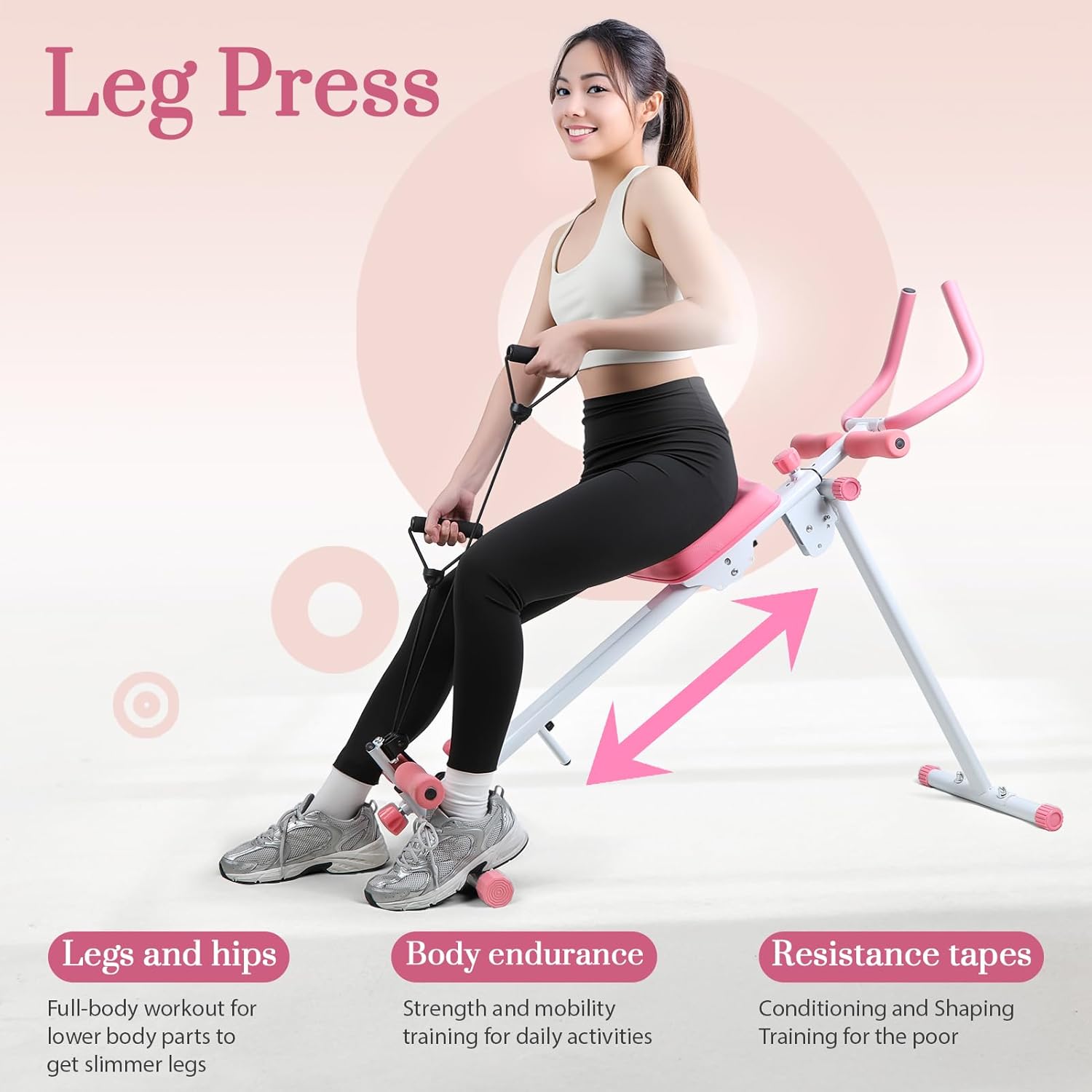 Ab Machine, Adjustable Ab Workout Equipment at Home Gym, Foldable Ab Trainer Machine for Core Strength Training with LCD Display