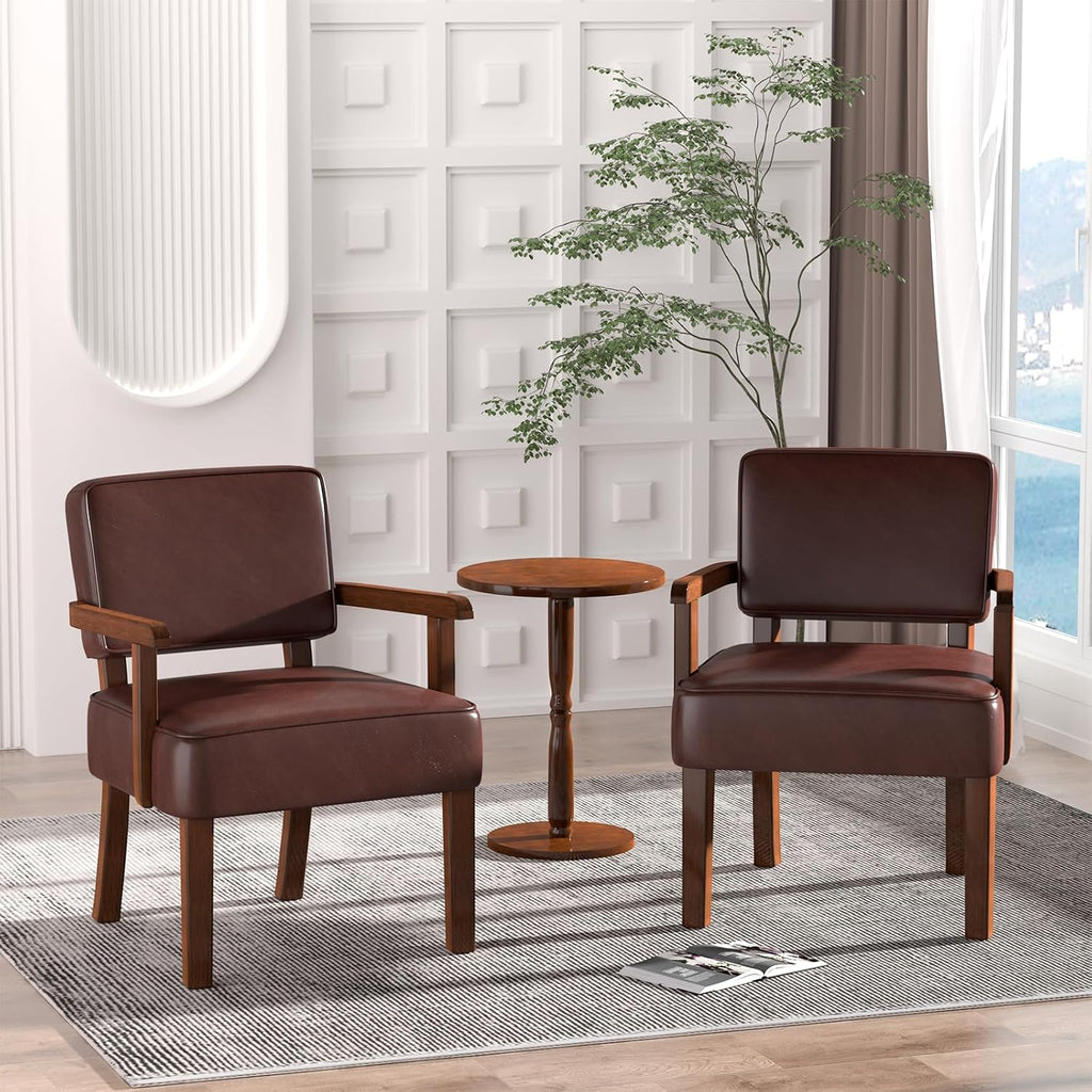 FAGAGA Accent Chair, PU Leather Living Room Chairs Oversize with Soft Seat and Armrests for Living Room Dinning Room Bedroom Reading Room Waiting Room