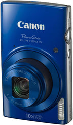 Canon PowerShot ELPH 190 Digital Camera Bundle (Blue) Compact Point and Shoot with WiFi Optical Zoom | Portable Design for Travel Sharing and Everyday Photography with Case and 64GB Card