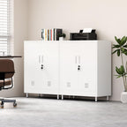JINGUR Metal Storage Cabinet with Locking Doors and 2 Adjustable Shelves, Lockable Storage Cabinet for Home Office Garage Pantry Living Room (White)