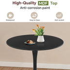 Round Dining Table 27.5" Black Tulip Table with Pedestal Base for 2-4 People Small Space - Kitchen Living Room Cafe