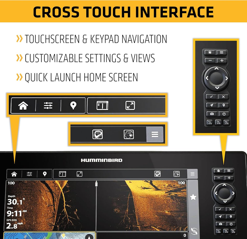 Humminbird XPLORE Series GPS Fish Finder MEGA Side Imaging+ & HD Touchscreen Display
