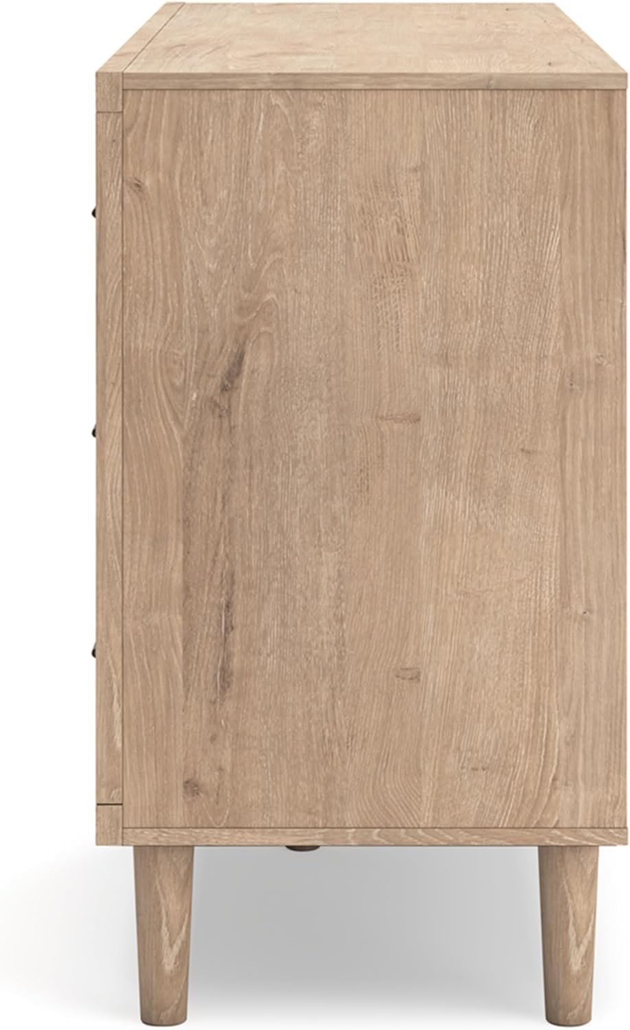 Signature Design by Ashley Cielden Coastal 6-Drawer Dresser, Bronze-Tone Knobs, Safety Stop, Textured Cane Details, 62.01" W x 19.65" D x 35.67" H, Light Brown