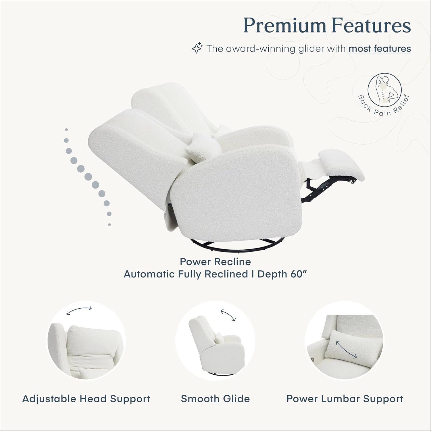 Nurture& The Charleston Wingback Plus – Premium Power Recliner for Nursery | Ergonomic, Stain-Resistant Glider Chair with USB, Lumbar & Head Support – Modern Baby Room Essential