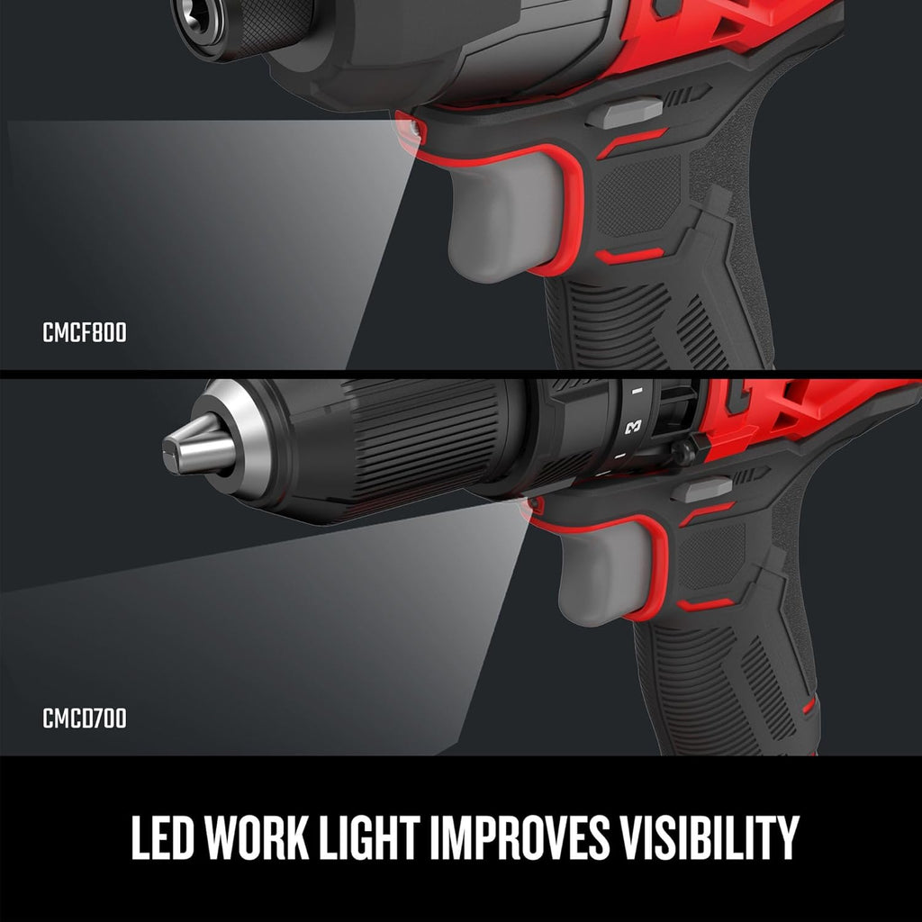 CRAFTSMAN V20 MAX Cordless Drill Driver and Impact Driver Set, Power Tool Set with 2 Batteries and Charger, LED Work Light, 2 Bits, Bag (CMCK200C2)