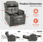 MCombo Large Triple Motor Power Lift Recliner Chair with Massage and Heat for Elderly People, Adjustable Headrest, Infinite Position, USB Ports, Fabric 7662 (Grey, Large)
