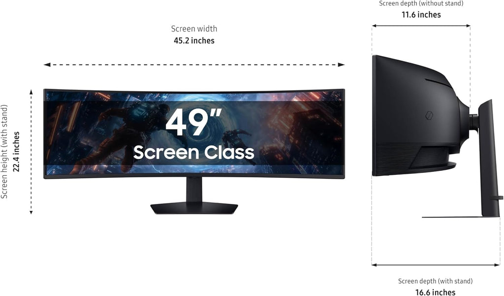 SAMSUNG 49-inch Odyssey G9 (G91F) DQHD  144Hz  Curved Gaming Monitor  Ultra-Wide 32:9 Screen  DisplayHDR 600  AMD FreeSync™ Premium Pro  Ergonomic Stand  LS49FG910ENXZA  2025