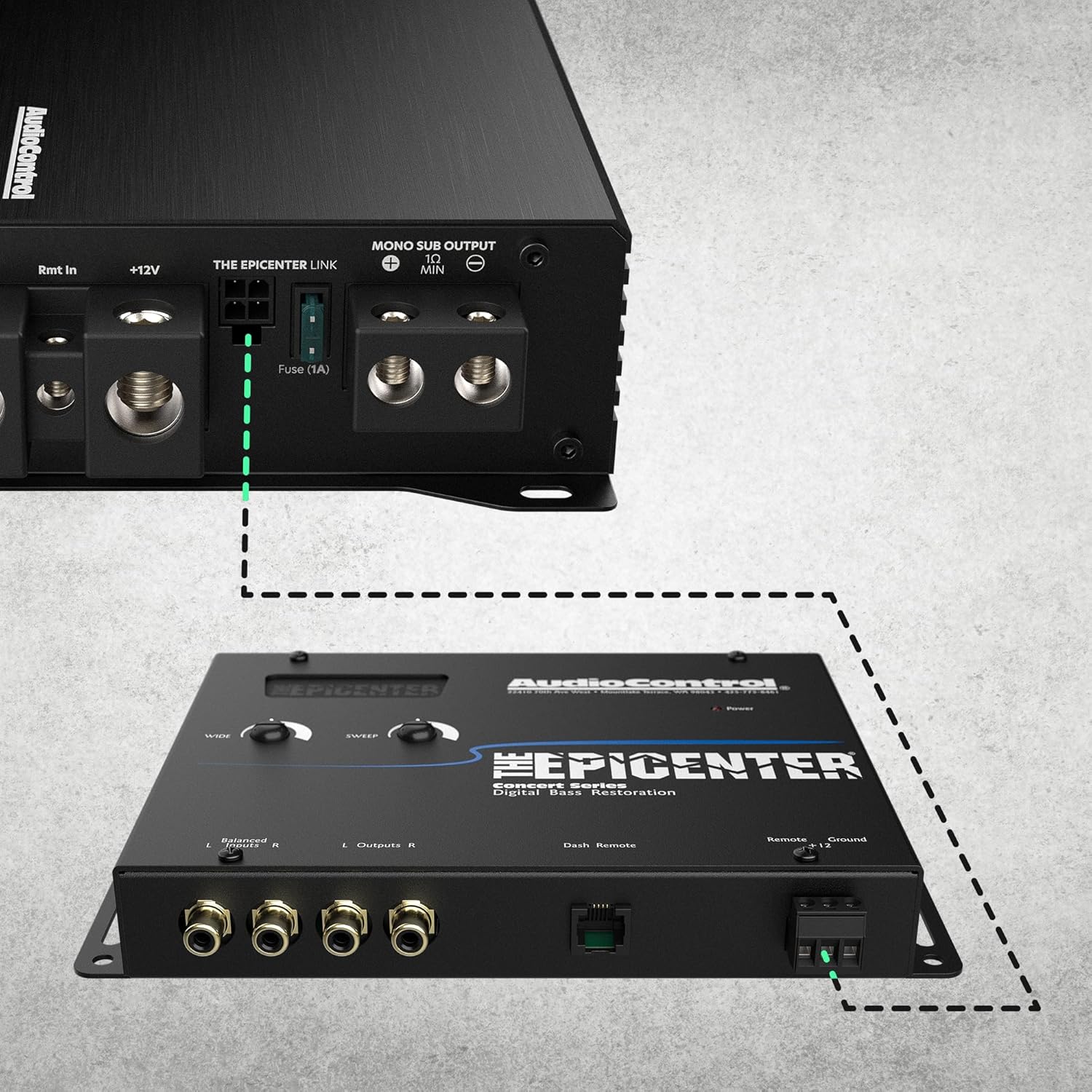 AudioControl The EPICENTER Concert Series Digital Bass Restoration Processor  Car Audio Bass Booster Enhancer with Included Dash Mount Wired Remote Control Knob  ParaBASS  Subsonic Filter (Black)