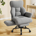 Big and Tall Office Chair with Adjustable Arms and Back, Ergonomic Office Chair with Footrest and Comfortable Fabric for Home Office, Bedroom,Grey