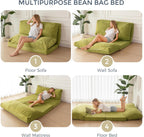 MAXYOYO Folding Sofa Bed, Extra Thick and Long Floor Sofa Convertible Sleeper Chair with Washable Cover, Floor Couch Lounge Bean Bag Bed for Living Room, Green, 30x95 Inch