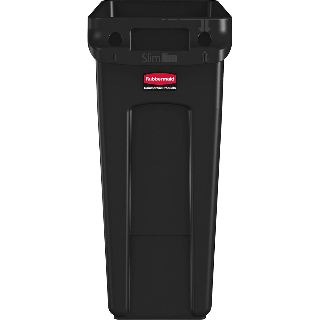 Rubbermaid Commercial Products Slim Jim Trash/Garbage Can with Venting Channels 16-Gallon Black for Kitchen/Office/Workspace Pack of 4
