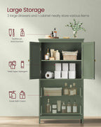 VASAGLE Bathroom Floor Storage Cabinet, Bathroom Storage Unit, Freestanding Cabinet with 2 Drawers and 2 Doors, Adjustable Shelf, 11.8 x 23.6 x 43.3 Inches, Forest Green UBBC551C01