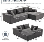 110” Cloud Sectional Couch, Boneless Sofa for Living Room, Modular Sectional Sofa with Deep Seat, Fluffy Couch with L-Shaped Chaise, No Assembly Required (Right-Facing Chaise, Dark Grey)