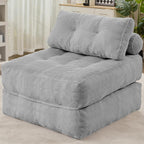 HABUTWAY Folding Sofa Bed, Convertible Sleeper Chair Bed w/Dual-Pillow & Handle, Foldable Floor Sofa Lounge w/Back Support for Living Room, Bedroom, Apartment, Office, Single, Light Grey