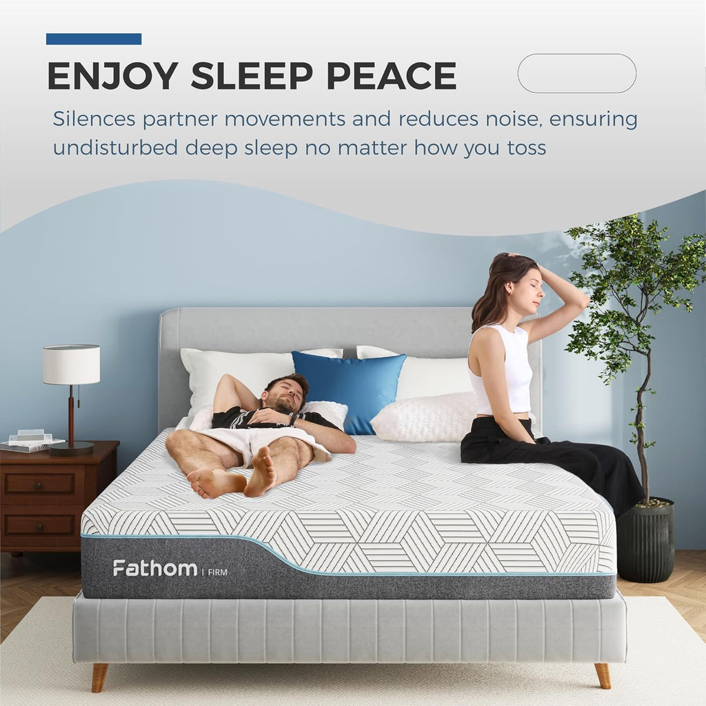 FATHOM Firm King Mattress 12 Inch Memory Foam Mattress King Size Bed in a Box for Back Pain Relief and Cool Sleep with Gel Foam and Removeable Fiberglass Free Cover, CertiPUR-US Certified