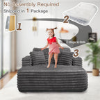 56" Oversized Chaise Lounge Chair Indoor,Plush Faux Fur Sleeper Sofa Couch Bed with Pillows&Wide Armrests,Fluffy Comfy Cloud Couch,Compression Foam Couch for Living Room,Bedroom(Grey)